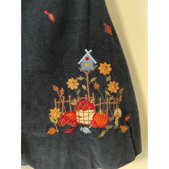 Vintage Grandma Teacher 90s Embroidered Fall Corduroy Vest Plaid Back Medium - Picture 3 of 8